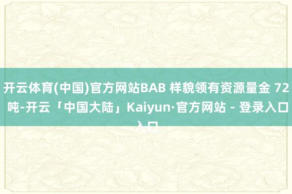 开云体育(中国)官方网站BAB 样貌领有资源量金 72 吨-开云「中国大陆」Kaiyun·官方网站 - 登录入口